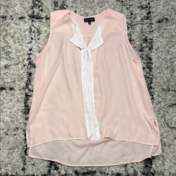 My Michelle Pink Sleeveless Asymmetrical Blouse with Peter Pan Collar - Picture 1 of 7